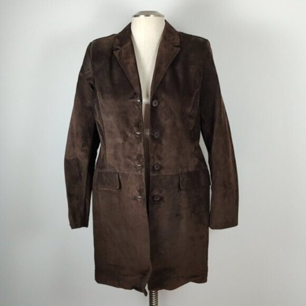 NWOT 100% Suede Danier Jacket Lined Size Womens 10-12 Brown - Picture 8 of 11